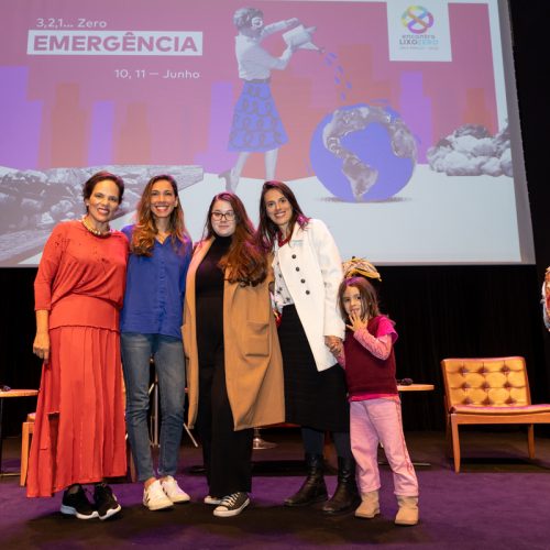 Flávia Cunha, Camile Oliveira, Maria Eduarda Bezerra e Mariana Bombonato Moraes durante o Encontro Lixo Zero SP 2022